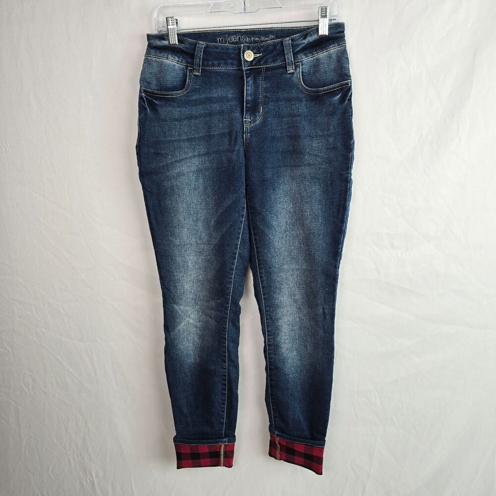 Maurices SuperM Jeans by  Soft Mid Rise Buffalo Plaid Cuffed Jegging Women's S